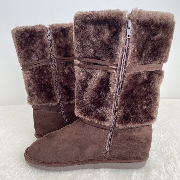 Michael Kors NWOT Women's Faux Fur Mid Calf Suede Boot, Side Zip, Brown, Size 5 - Picture 6 of 9